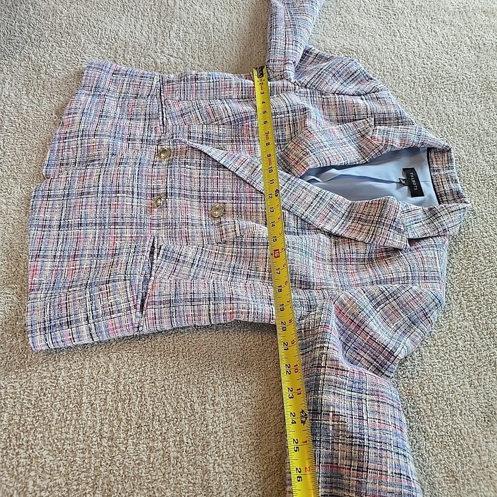 Talbots Pastel Tweed Double-Breasted Blazer in Pink, Blue, Lavender - Picture 13 of 15